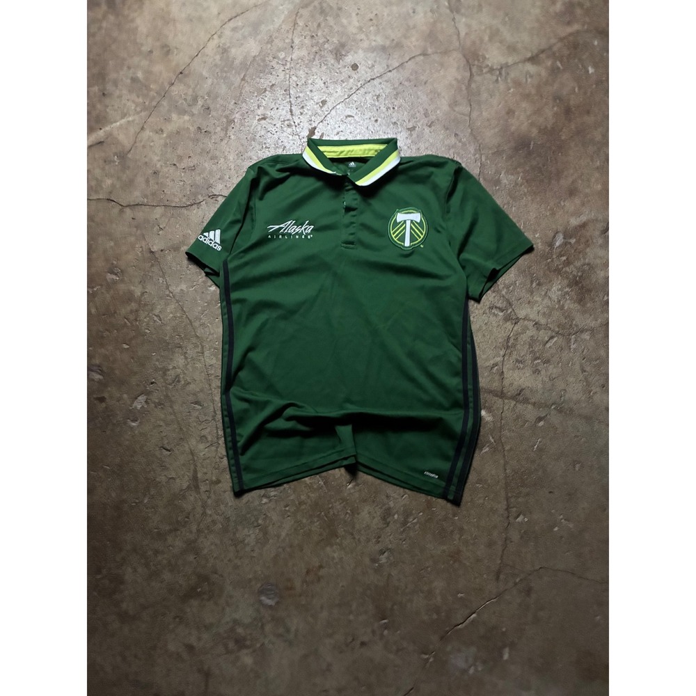 Adidas Portland Timbers Alaska Airlines Climalite Soccer Polo Shirt Mens Large